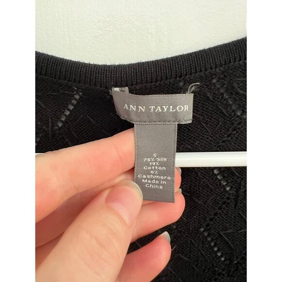 Y2K Ann Taylor Black Sequin Short Sleeve Bolero Cardigan Silk Cashmere Women S - Picture 3 of 10